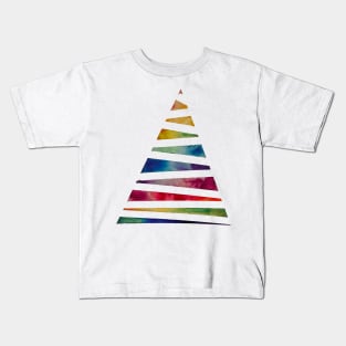 Rainbow stripey christmas tree Kids T-Shirt